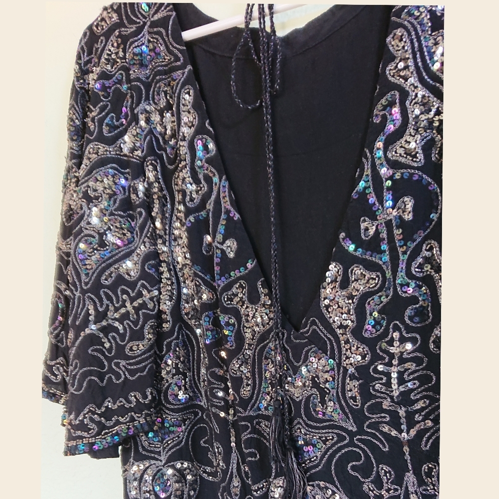 Free People Bali Light My Fire Sequin Black Dress - Picture 12 of 13